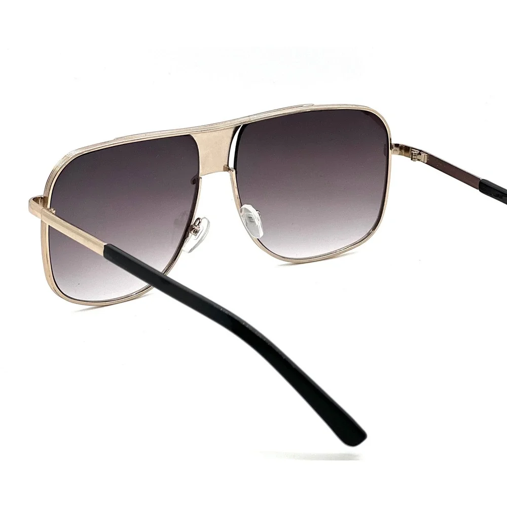 Gold Aviator Sunglasses Square Frame Gradient Lens Fashion Shades Casual Driving